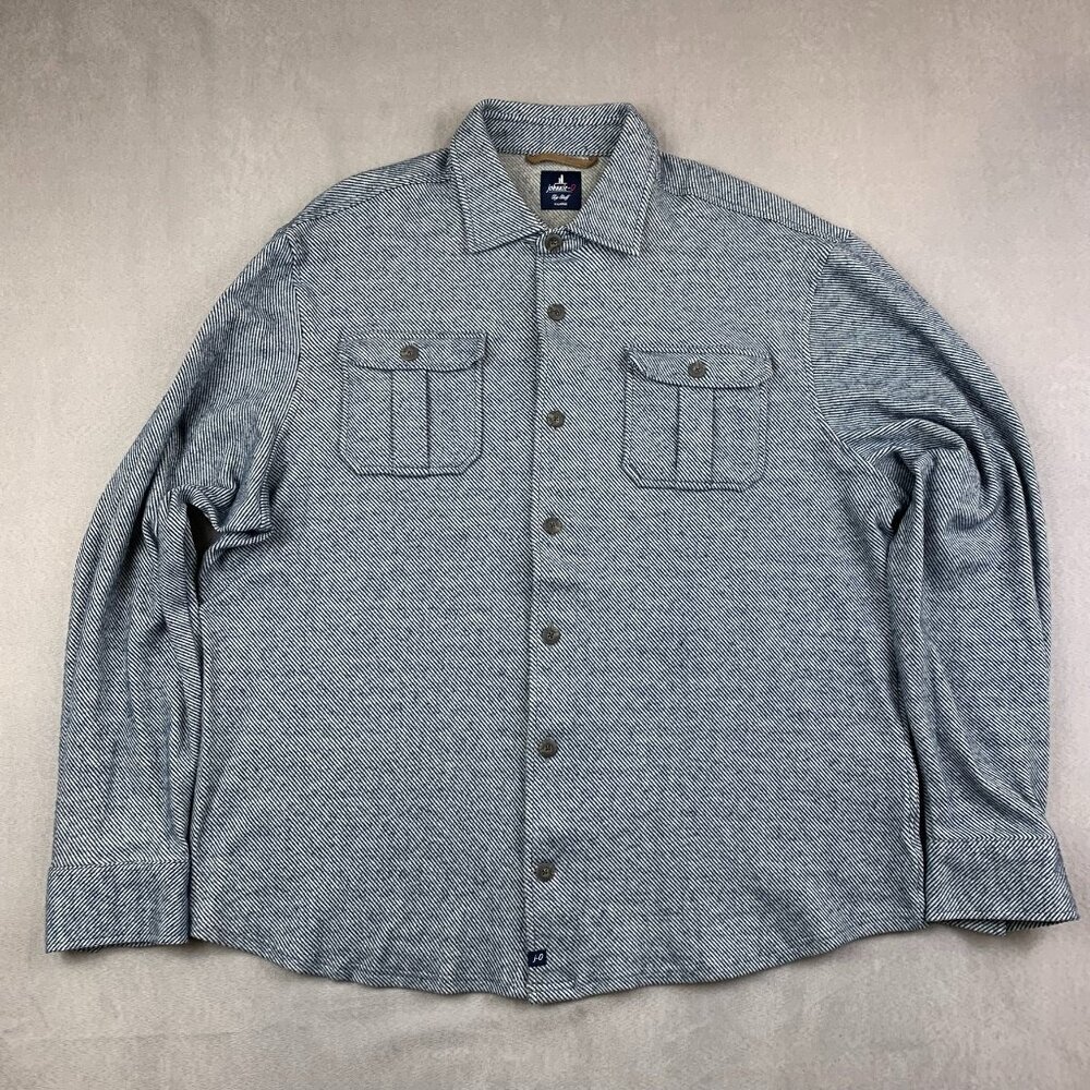 Johnnie-O Mens Carl Stretch Knit Flannel Lodge Shirt XL Twilight Blue Striped